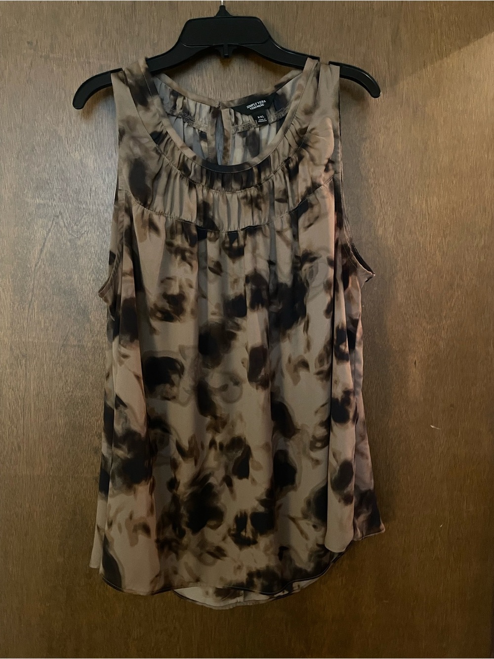 Simply Vera Vera Wang Brown & Black Tie-Dye Sleeveless Blouse